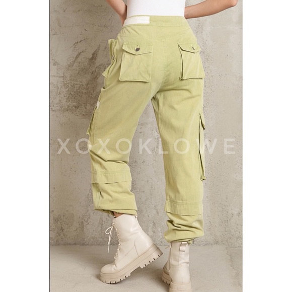 POL Celery Green Y2K Slouchy Cargo Pants